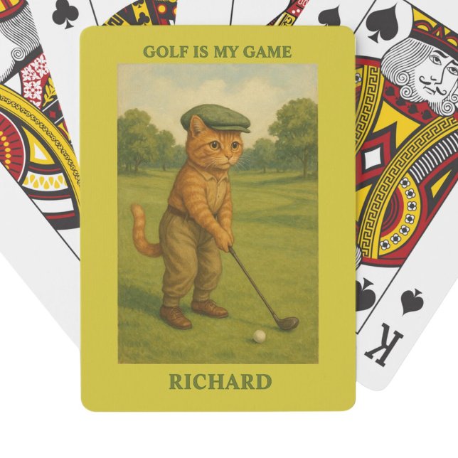 Stylish Cat Playing Golf Personalized Poker Cards Spielkarten (Von Creator hochgeladen)