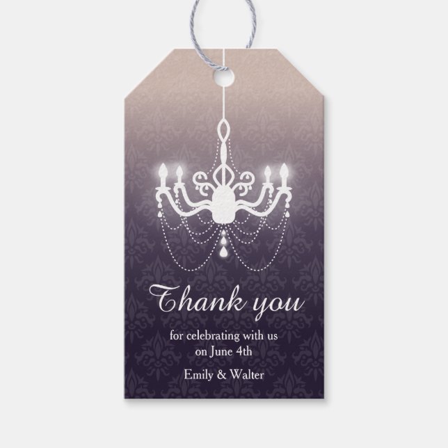 Stylish Chandelier Wedding Danke Geschenkanhänger (Vorderseite)