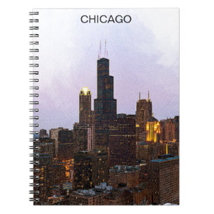 Stylish Chicago Skyline Illustration Notizblock