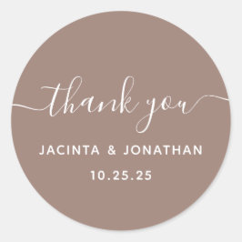 Stylish Choc Brown Wedding Danke Sticker