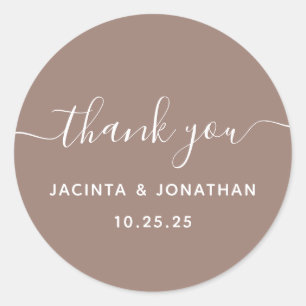 Stylish Choc Brown Wedding Danke Sticker
