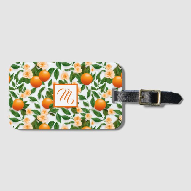 Stylish Citrus Blossom Mit Monogramm Gepäckanhänger (Vorderseite (Horizontal))