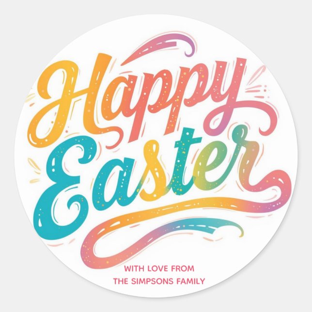 Stylish Colorful Floral Happy Easter Runder Aufkleber (Vorderseite)