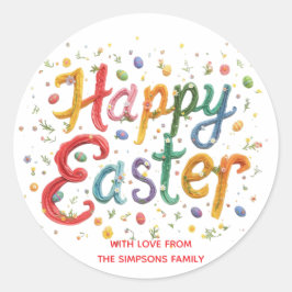 Stylish Colorful Floral Happy Easter Runder Aufkleber