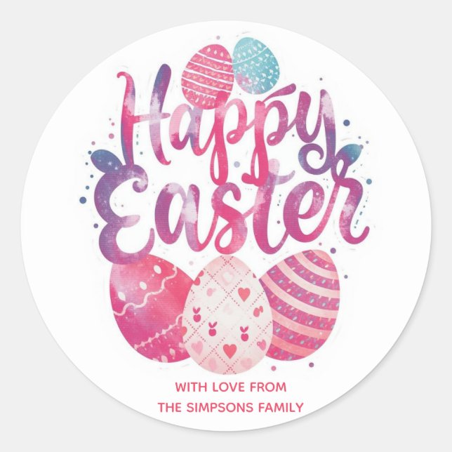 Stylish Colorful Floral Happy Easter Runder Aufkleber (Vorderseite)