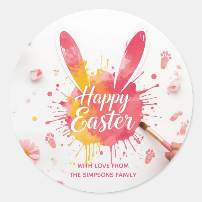 Stylish Colorful Floral Happy Easter Runder Aufkleber (Vorderseite)