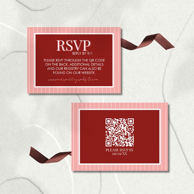 Stylish Contemporary Pink and Red Wedding RSVP Karte (Invite guests to your big day in style with this Stylish Contemporary Pink and Red Wedding RSVP!)