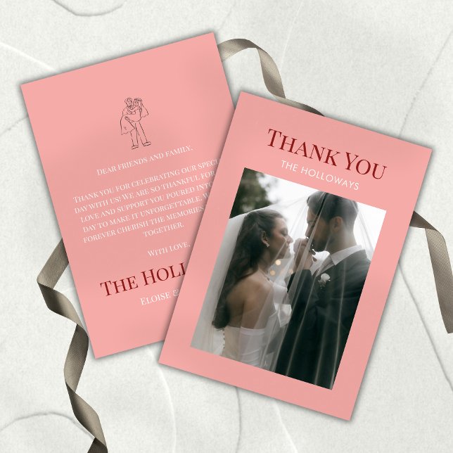 Stylish Contemporary Pink Flat Thank You Card Dankeskarte (Stylish Contemporary Pink Flat Thank You Card)