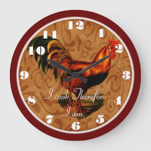 Stylish Country Rooster Ich koche dafür, ich bin Große Wanduhr