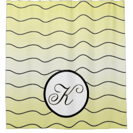 Stylish Creamy Citrus Yellow Abstract Line Art Duschvorhang