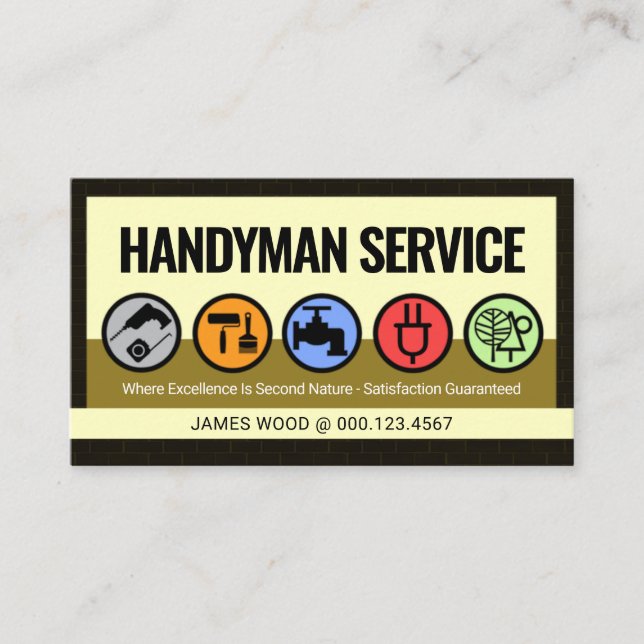 Stylish Creative Handyman Tools Icon Layer Visitenkarte (Vorderseite)