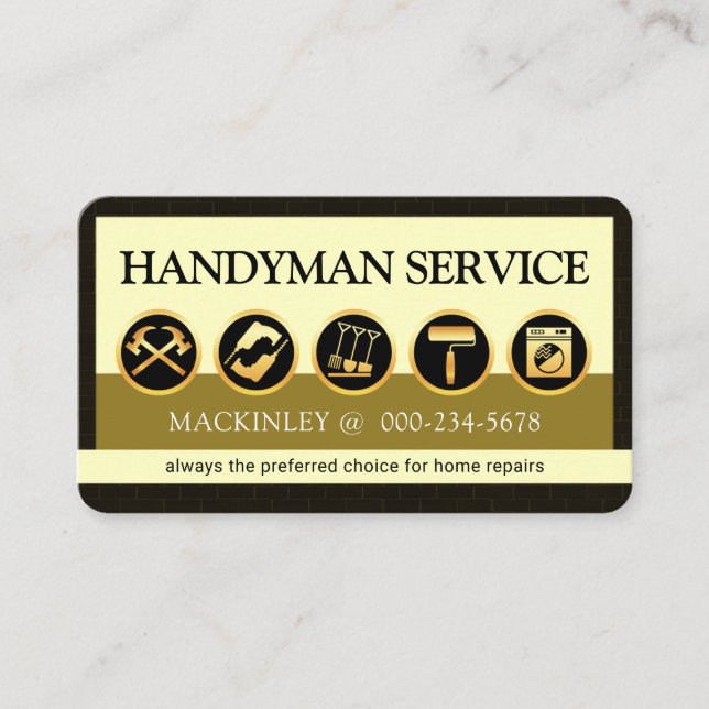 Stylish Creative Handyman Tools Icon Layer Visitenkarte (Vorderseite)