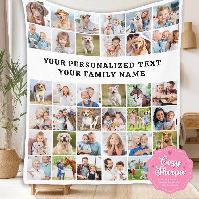 Stylish Custom 36 Photo Collage Modern Family Sherpadecke (Von Creator hochgeladen)