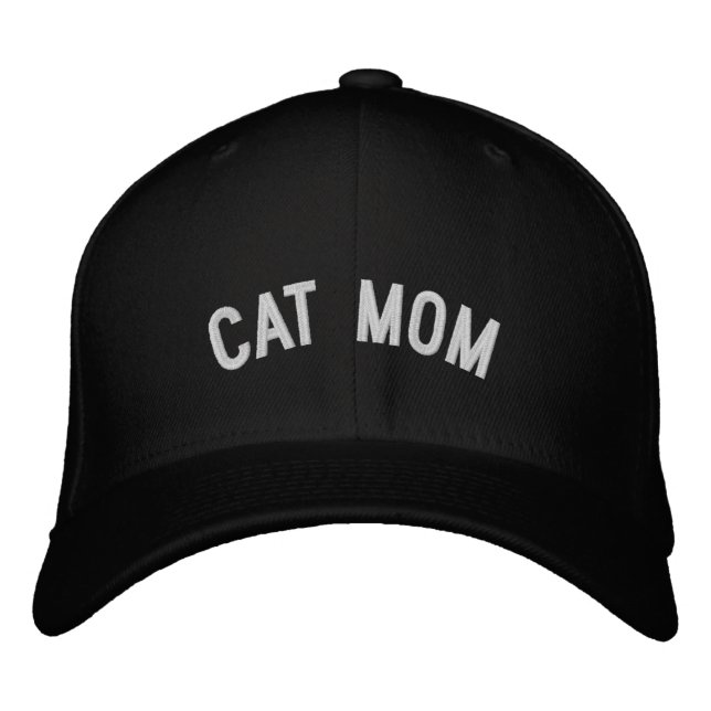 Stylish Custom CAT MOM Text Bestickte Baseballkappe (Vorderseite)