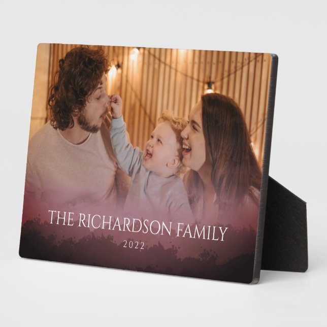 Stylish Custom Foto Burgundy Overlay Fotoplatte (Seite)