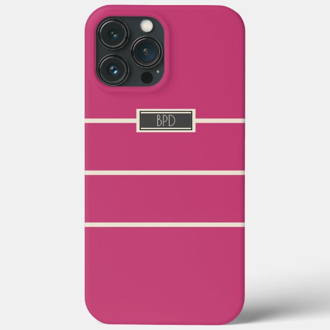 Stylish Custom Mit Monogramm Dark Pink Case-Mate iPhone Hülle (Rückseite)