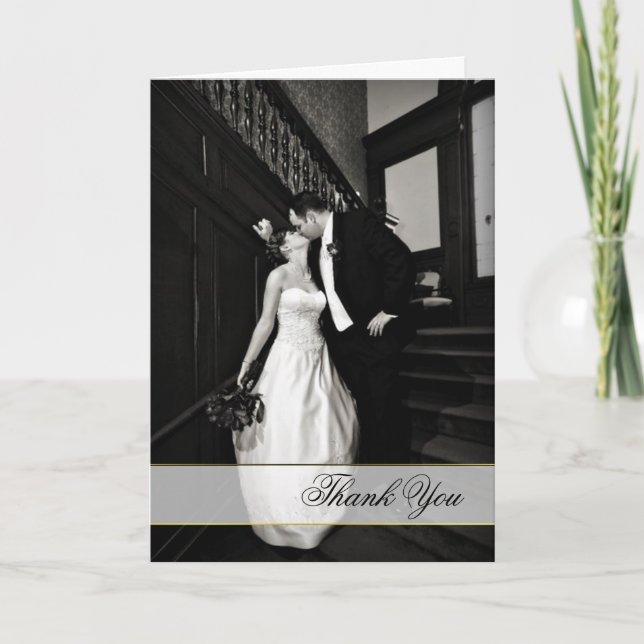 Stylish Custom Wedding Photo Thank You Card Dankeskarte (Vorderseite)