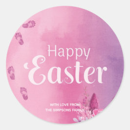 Stylish cute Purple pink Happy Easter Runder Aufkleber