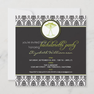 Stylish Damask Bachelorette Invite (Limon) Einladung