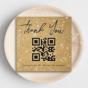 stylish danke Ihnen business qr code gold Glitzer Mitteilungskarte