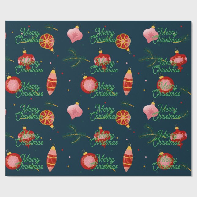 Stylish Dark Blue and Red Minimalist Gift Wrapping Geschenkpapier (Flach)