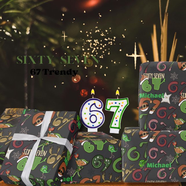 Stylish Dark Gray  Trendy Sixty Seven / 67  Geschenkpapier (Stylish Dark Gray Trendy Sixty Seven  67 Wrapping Paper)