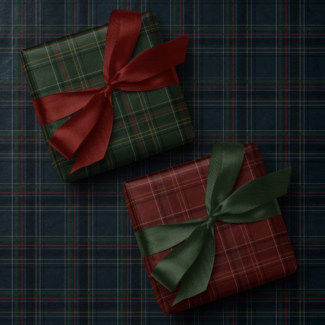 Stylish dark rich plaid Christmas holiday Geschenkpapier Set (Von Creator hochgeladen)