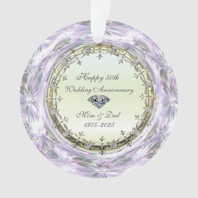 Stylish Diamonds 50. Hochzeitstag Ornament (Vorderseite)