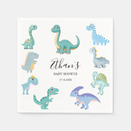 Stylish Dinosaur Baby Shower White Serviette