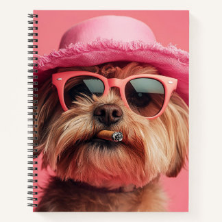 Stylish Dog in Pink Hat and Sunglasses Notebook Notizbuch