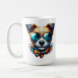 Stylish Dog With Glasses Colorful Modern Pet Art Kaffeetasse