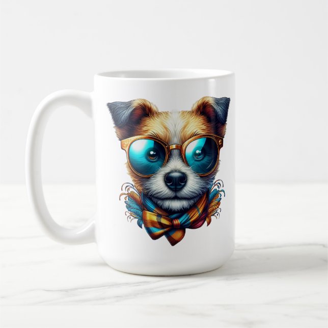 Stylish Dog With Glasses Colorful Modern Pet Art Kaffeetasse (Links)