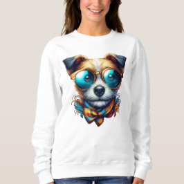 Stylish Dog With Glasses Colorful Modern Pet Art Sweatshirt