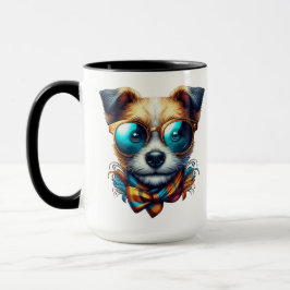 Stylish Dog With Glasses Colorful Modern Pet Art Tasse