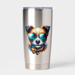 Stylish Dog With Glasses Colorful Modern Pet Art Thermobecher
