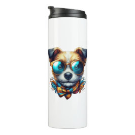 Stylish Dog With Glasses Colorful Modern Pet Art Thermosbecher
