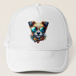 Stylish Dog With Glasses Colorful Modern Pet Art Truckerkappe