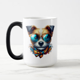 Stylish Dog With Glasses Colorful Modern Pet Art Verwandlungstasse