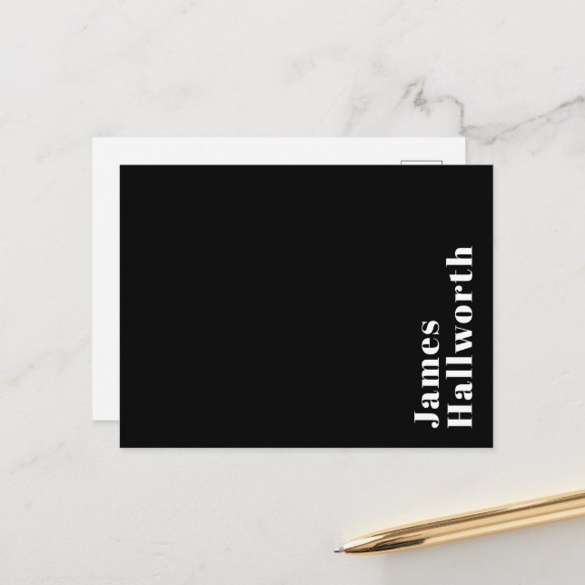 Stylish Editable Retro Modern Name (oder anderer T Postkarte (Vorderseite/Rückseite Beispiel)