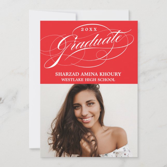 STYLISH ELEGANT SCRIPT 2 GRADUATE PARTY EINLADUNG (Vorderseite)