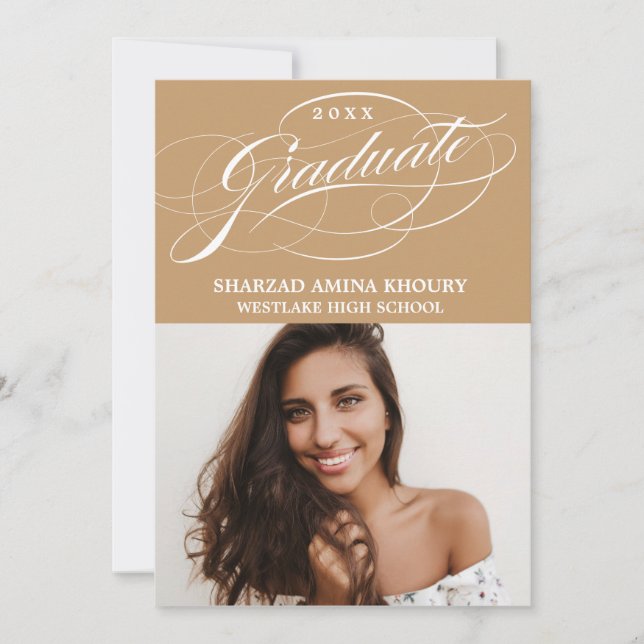 STYLISH ELEGANT SCRIPT 2 GRADUATE PARTY EINLADUNG (Vorderseite)