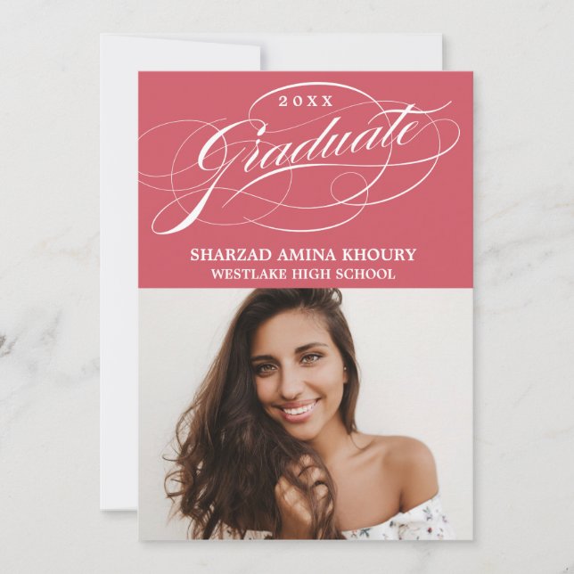 STYLISH ELEGANT SCRIPT 2 GRADUATE PARTY EINLADUNG (Vorderseite)