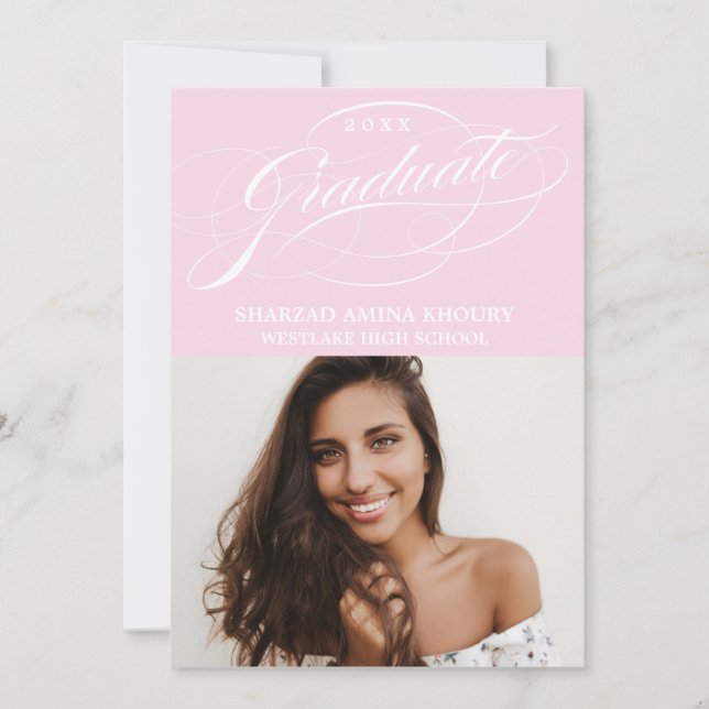 STYLISH ELEGANT SCRIPT 2 GRADUATE PARTY EINLADUNG (Vorderseite)
