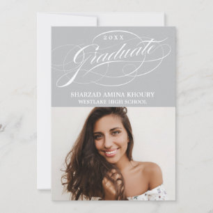STYLISH ELEGANT SCRIPT 2 GRADUATE PARTY EINLADUNG