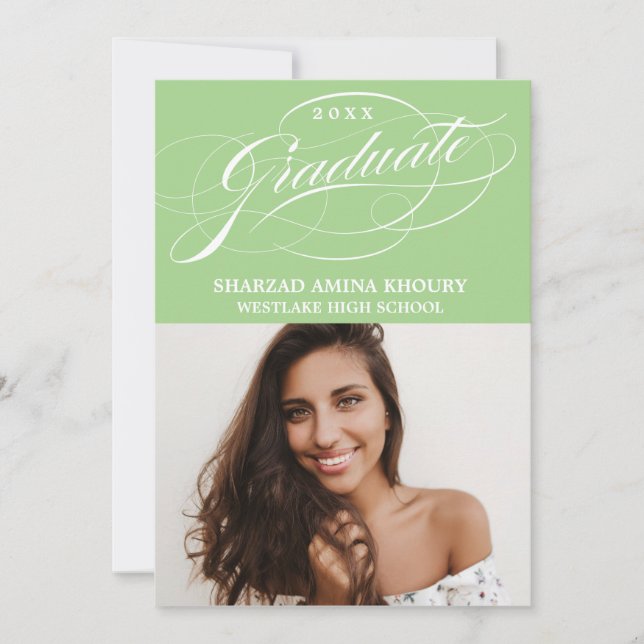 STYLISH ELEGANT SCRIPT 2 GRADUATE PARTY EINLADUNG (Vorderseite)