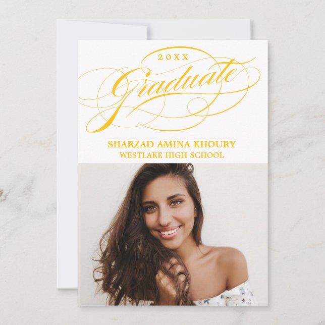 STYLISH ELEGANT SCRIPT 2 GRADUATE PARTY EINLADUNG (Vorderseite)