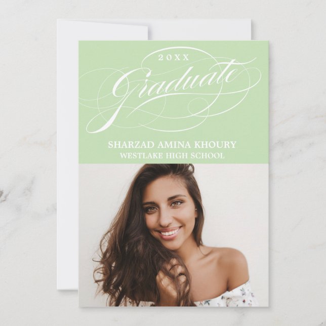 STYLISH ELEGANT SCRIPT 2 GRADUATE PARTY EINLADUNG (Vorderseite)