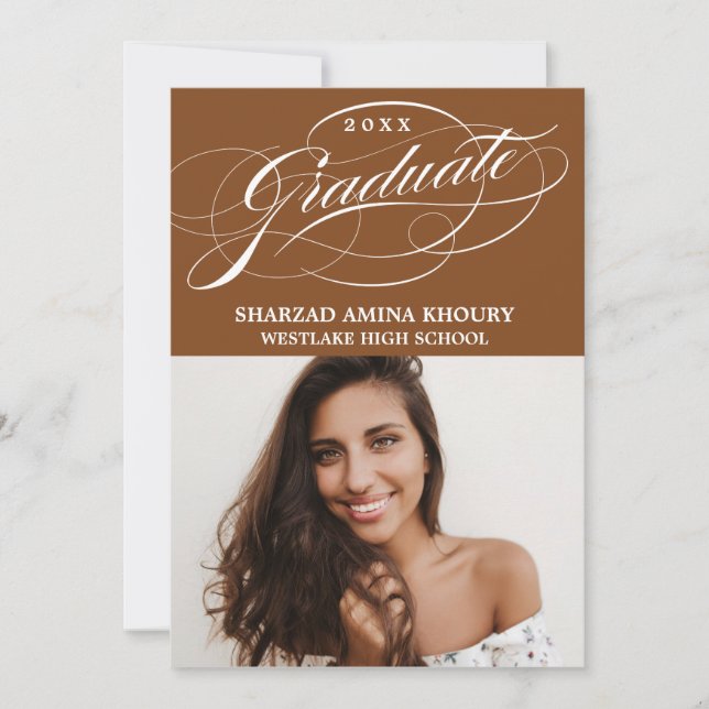 STYLISH ELEGANT SCRIPT 2 GRADUATE PARTY EINLADUNG (Vorderseite)