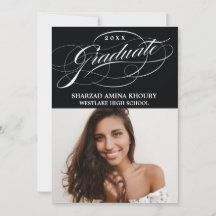 STYLISH ELEGANT SCRIPT 2 GRADUATE PARTY EINLADUNG