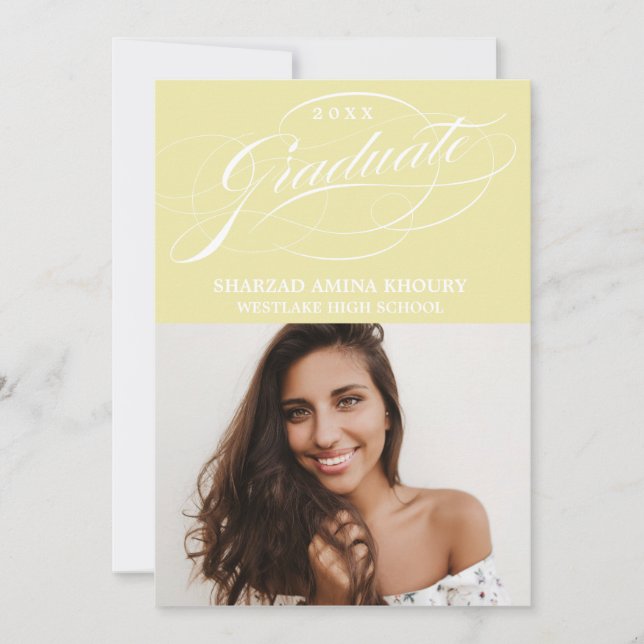 STYLISH ELEGANT SCRIPT 2 GRADUATE PARTY EINLADUNG (Vorderseite)